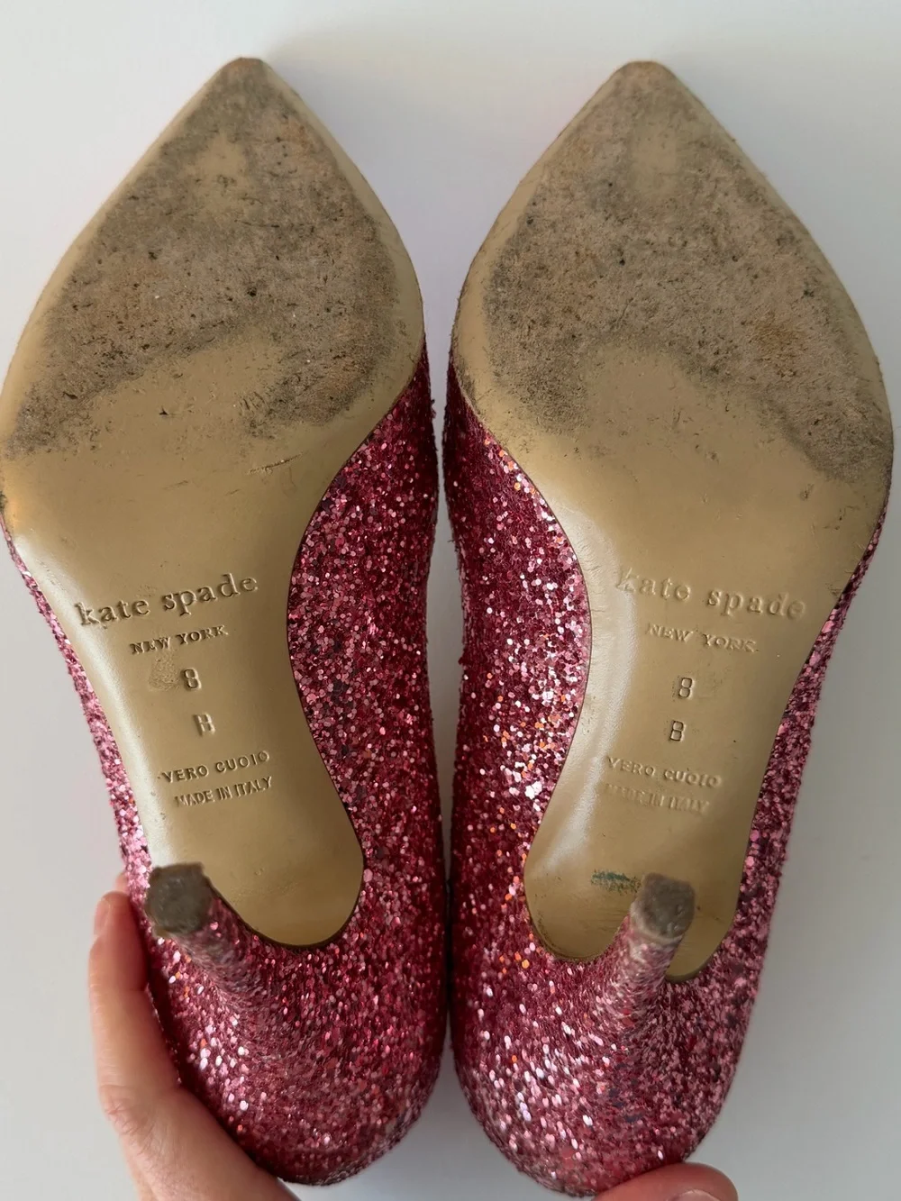 Kate Spade New York Glitter Pointed-Toe Pumps in Pink, Size 8